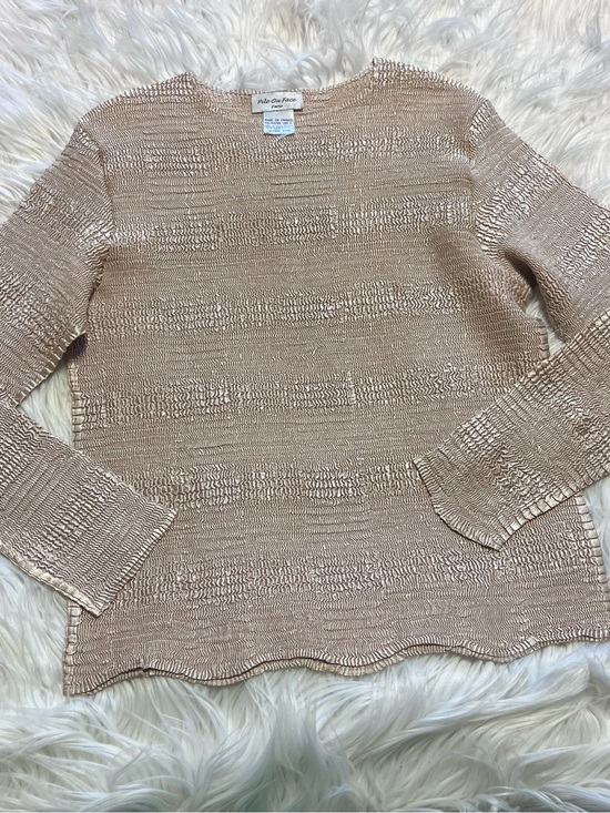 pile ou face Tops - Vintage stretch Pile ou face Paris Lightweight Scoop Neck Sweater in Beige